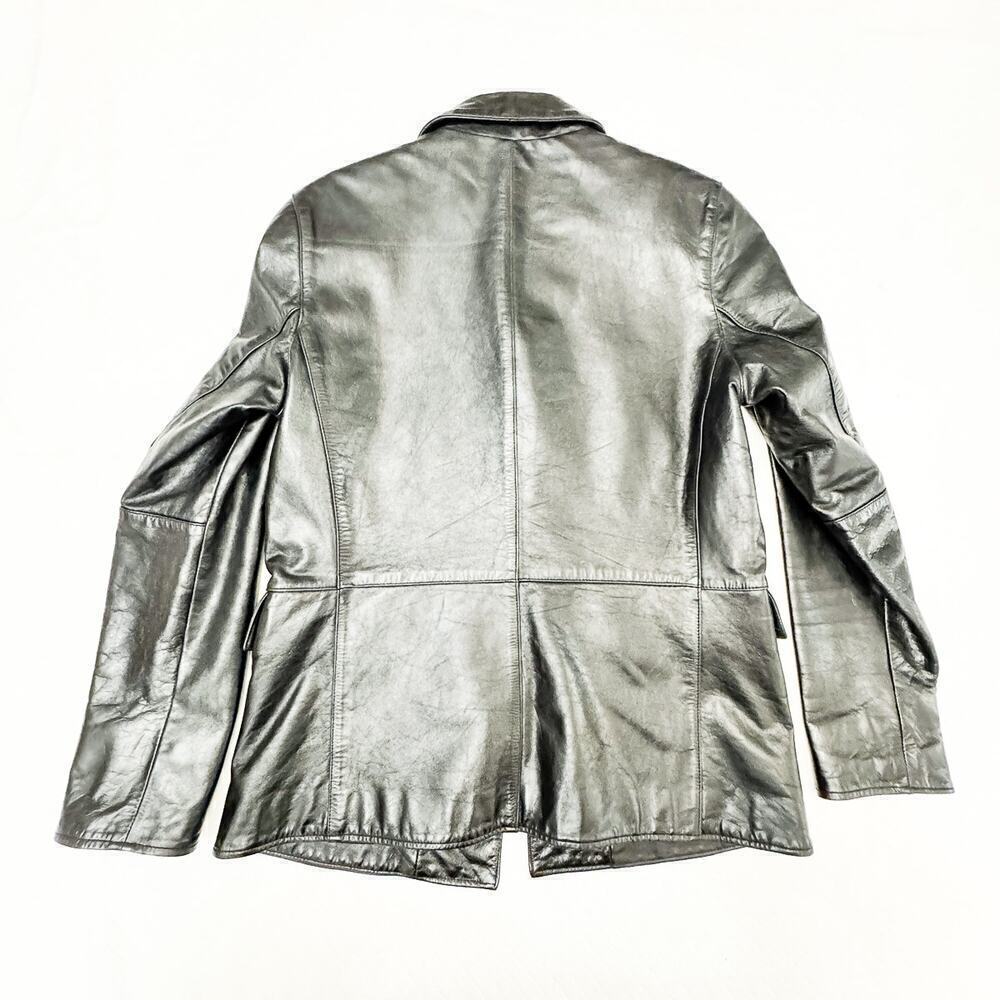 GAP Black Leather 4-Button Blazer Button Down Siz… - image 2